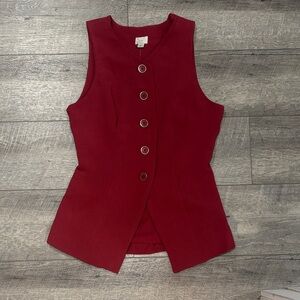 A New Day Red Button Down Sleeveless Vest Top